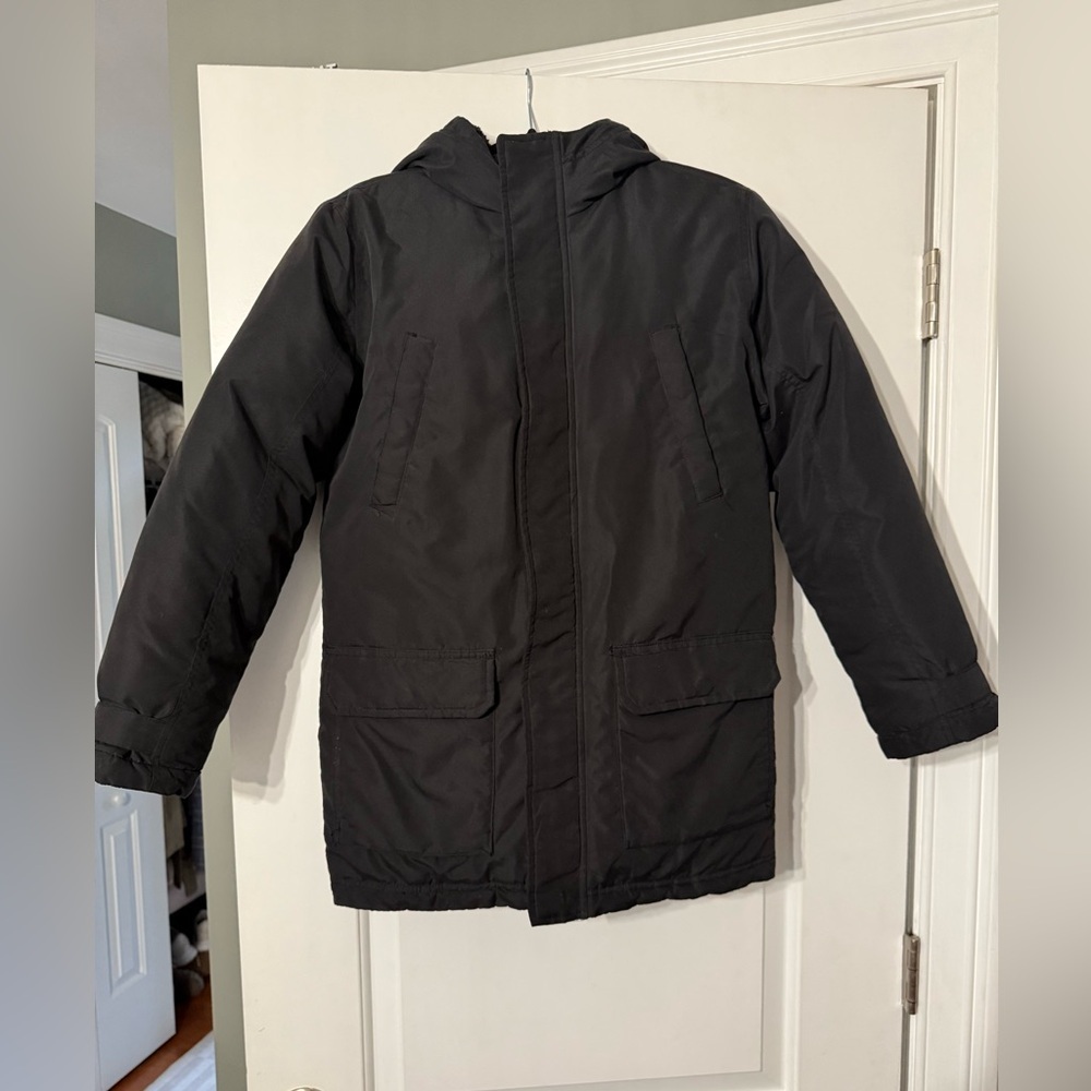 Kids Black Hooded Winter Coat
